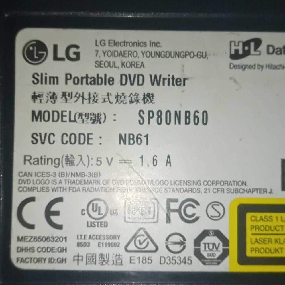LG Slim Portable DVD Writer